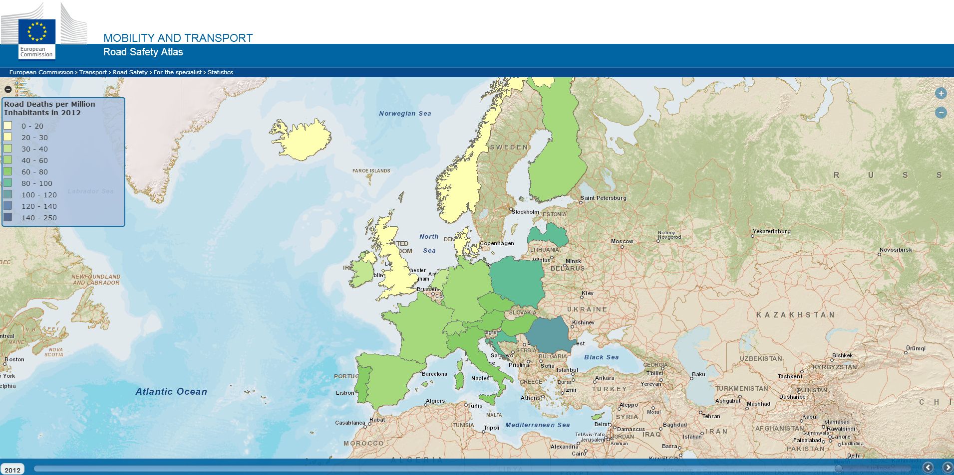 European Commission – CARE Viewer & Road Safety Atlas 2014 – NRSO